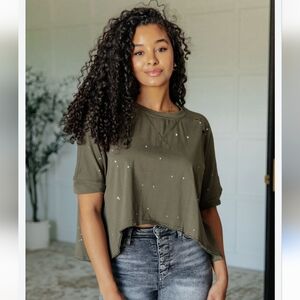 Olive Green Splatter High Low Top